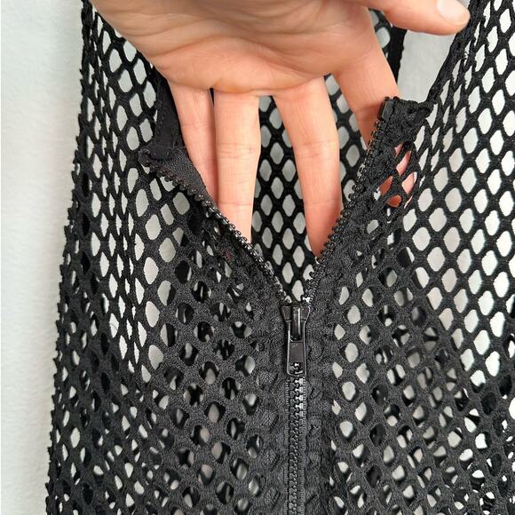 Reclaimed Vintage Black Mesh Cover Up Long Maxi Dress Size 2 - Picture 5 of 8